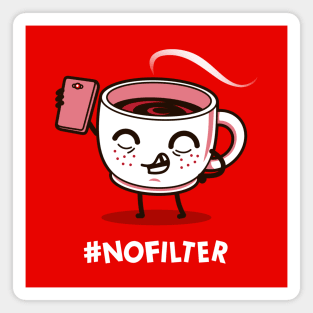 Funny Cute Kawaii Coffee Cartoon Taking Selfie Millennial Funny Meme Magnet